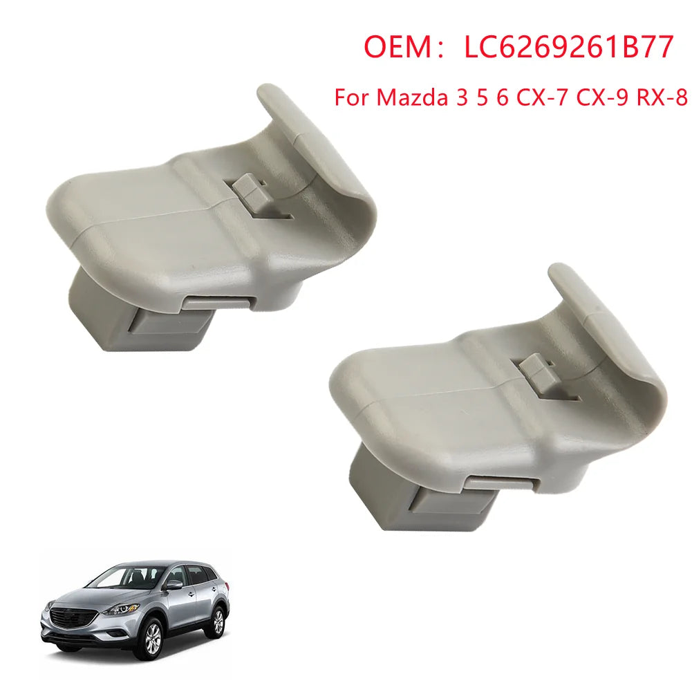 2 Pcs Car Grey Sun Visor Clip For Mazda 3 5 6 CX 7 CX 9 RX 8 MPV Car Sun Visor Clip Gray Interior Hanger Hook Clip Bracket