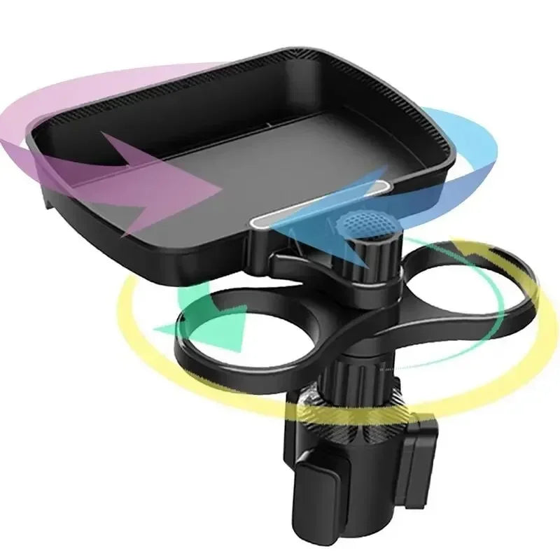 Car 360-Degree Rotating Dual-Cup Holder with Phone Stand and Expandable Base - Fits Most Round Car Cup Holes Accessories Amagi