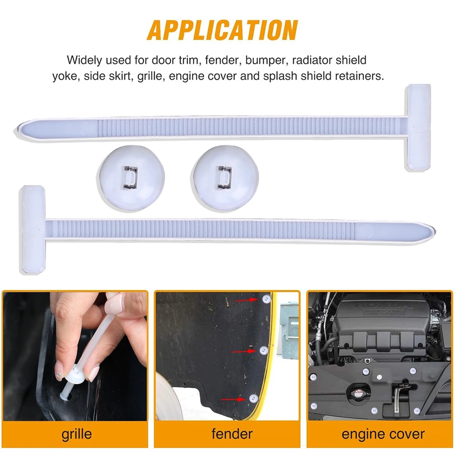 Multi-Purpose Nylon Zip Ties Car Engine Guards Underbody Panel Fastener Clip Screw Replacement Heavy Duty Self-locking Cable Tie