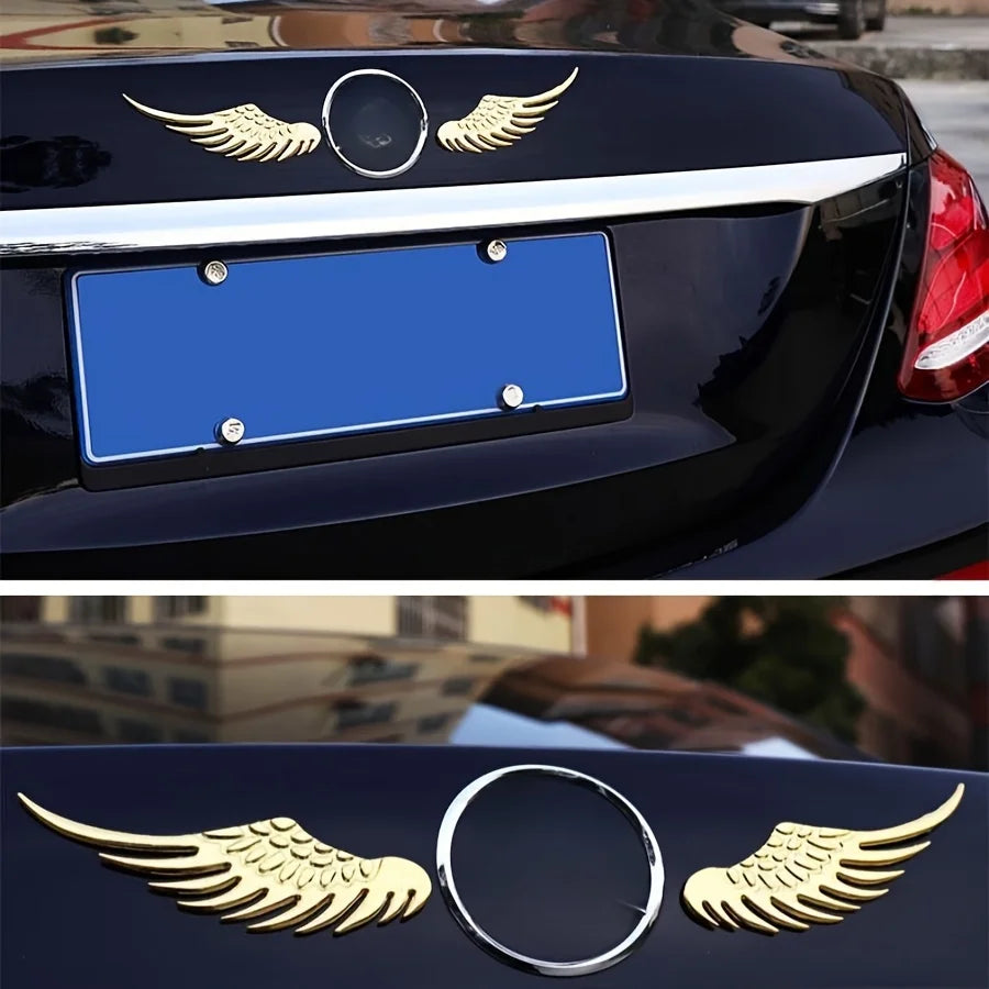 Car Decorative Wings, Three-dimensional Angel Wings Tail Stickers Metal Car Logo Personalized Decorative Car Stickers Amagi
