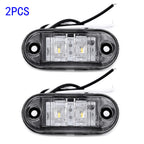 2Pcs Set White Marker Lights 12V LED Car Side Marker Tail Light 24V Trailer Truck Lamp Waterproof Plastic Signal Lamp