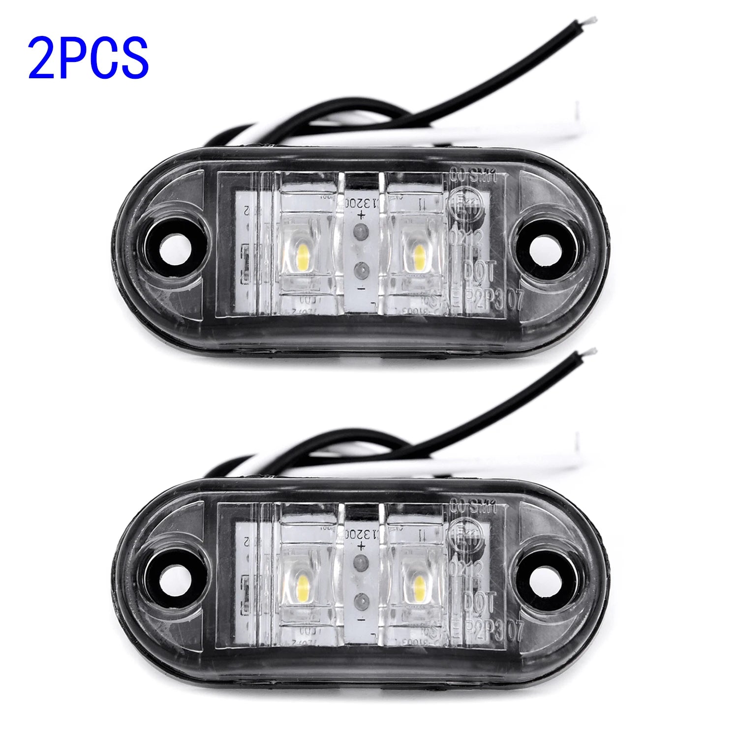 2Pcs Set White Marker Lights 12V LED Car Side Marker Tail Light 24V Trailer Truck Lamp Waterproof Plastic Signal Lamp