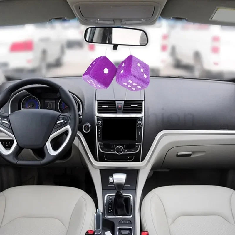 2pcs Plush Dice Toys Velvet Pendants Car Hanger With Suckers Stress Relief Squeeze Cube Fluffy Stuffed Decoration Eid Amagi