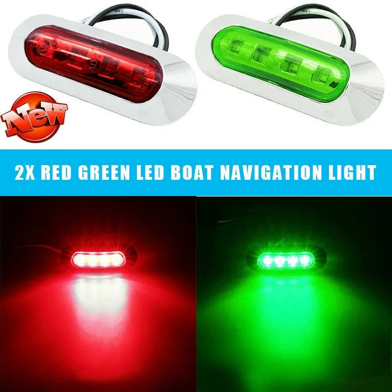 2Pcs Red Green Boat Navigation LED Lights Deck Waterproof Bow Pontoon Lights 12V 24V For Marine Boat Yacht Motorboat