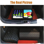 PU Leather Collapsible Car Trunk Organizer Durable Storage Box With White Stitching Vehicle Cargo Carrier With Handles amagi
