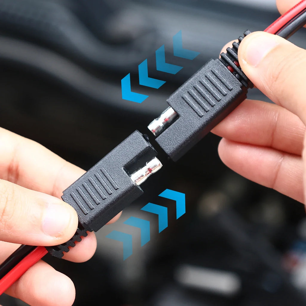 12V SAE Extension Cable Quick Disconnect 2 Pin Plug for Battery Charger Solar Panel Motorcycle Car RV Power Cord Wire Harness