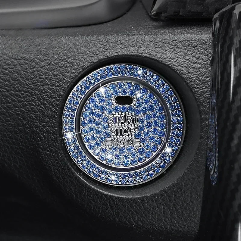 Car Bling One-Click Start Stop Engine Ignition Ring Sticker Crystal Rhinestone Circle Decor Accessories amagi