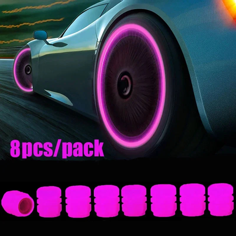 Luminous Car Tire Valve Cap 20/1PCS Fluorescent Night Glowing Decor Motorcycle Bike Wheel Nozzle Dustproof Tyre Valve Stem Caps
