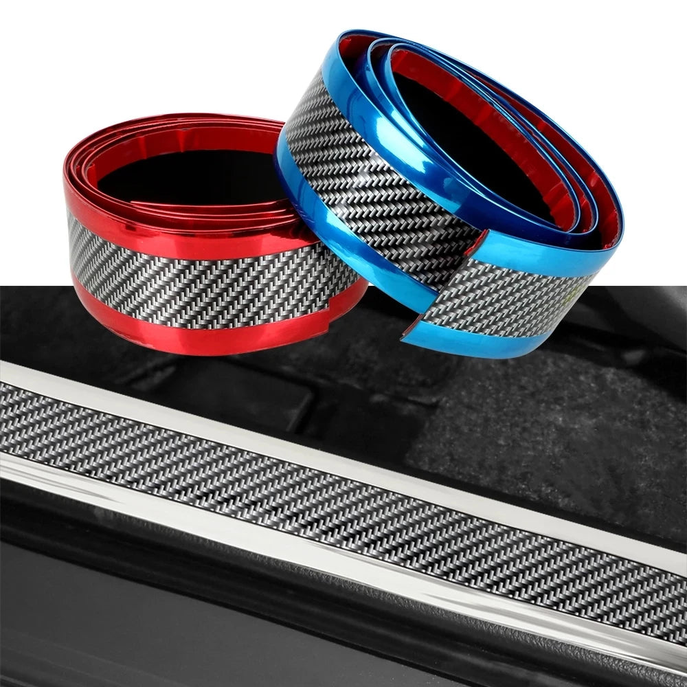 Car Stickers Anti Scratch Door Sill Protector Rubber Strip Carbon Fiber Threshold Protection Bumper Film Styling  Accessories