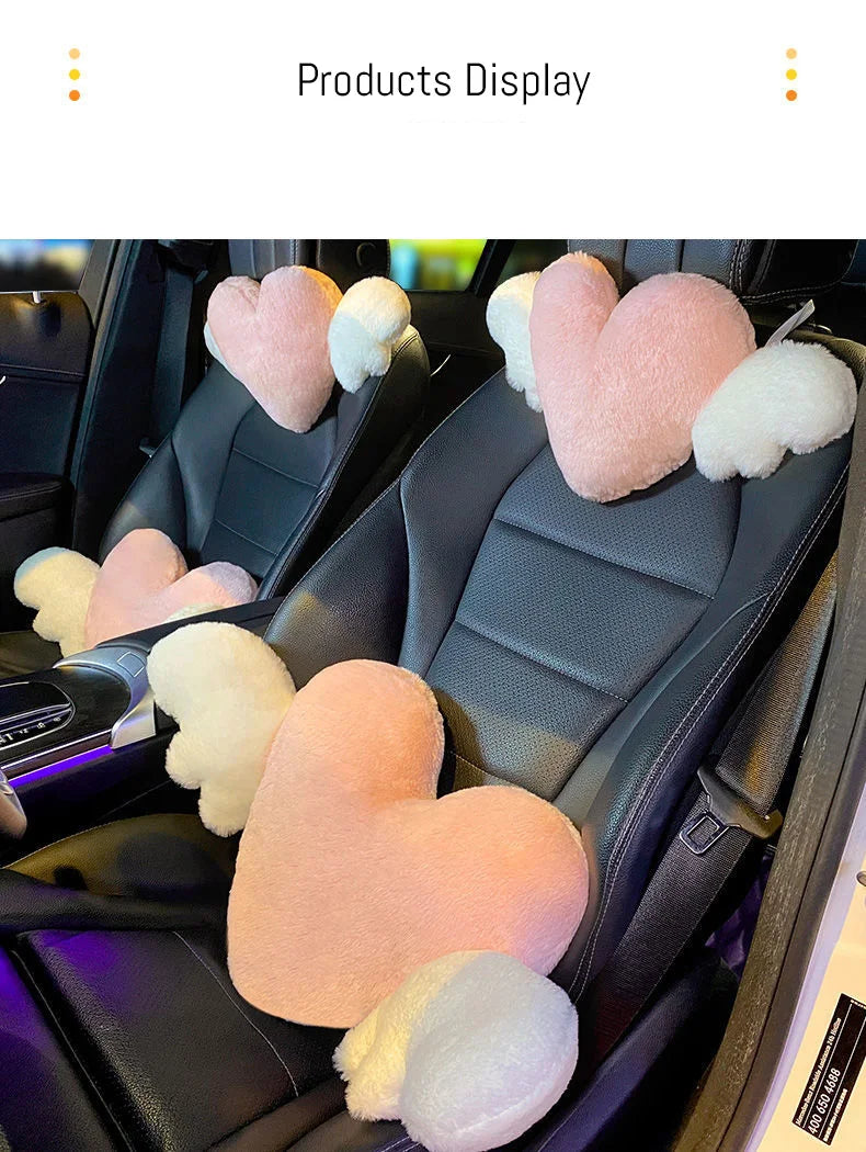 Car head pillow neck pillow cute cartoon love heart back pillow waist pillow seat back cushion Automotive Car Accessories New