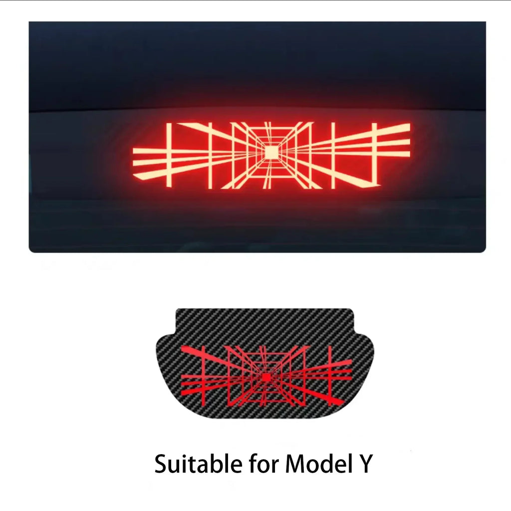 For Tesla Model 3 Highland Car High Mounted Taillight Brake Lamp Car Brake Projection Board PVC Tail Light Emblem Stickers Amagi