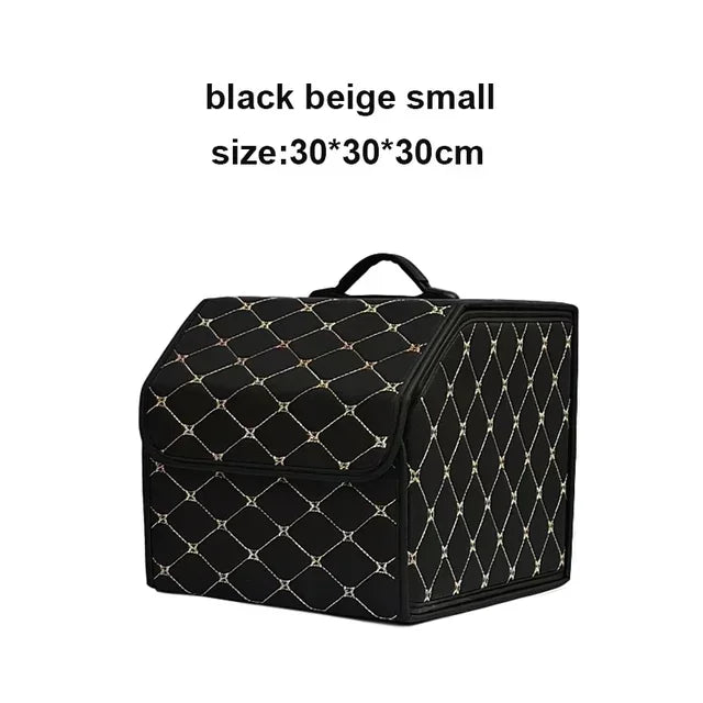 Car Trunk Organizer Box Large Capacity Auto Multiuse Storage Bag Stowing Tidying Leather Folding For Emergency Storage Box Amagi