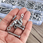 M3-M6 Phillips Pan Head Self-Tapping Screw Assortment Kit with Nuts & Washers - Stainless Steel Fastener Set for DIY/Machinery