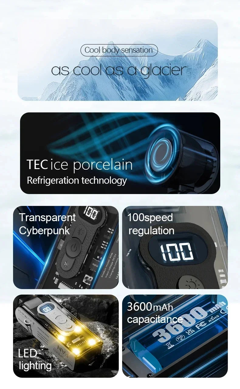 Car Portable Handheld Turbo Fan Rechargeable Mini Fans Ice Cooling LED Digital Display For Travel Office Outdoor Amagi