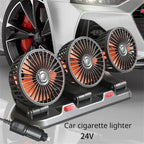 New Car Fan 360° Adjustable Triple-Head 12V/24V USB Powerful Cooling Circulation Ideal for Vehicle Comfort on Long Drives amagi