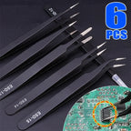 Anti-Static Stainless Steel Tweezers Precision Maintenance Industrial Electronic Repair Tool Car Body Sheet Metal Repair Tools