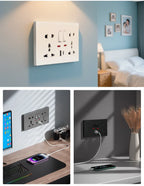 Universal Wall Socket 2‑Gang Power Outlet with Switches, USB‑C Charging Port, LED Indicator, Flush Mount, AC 110‑250V