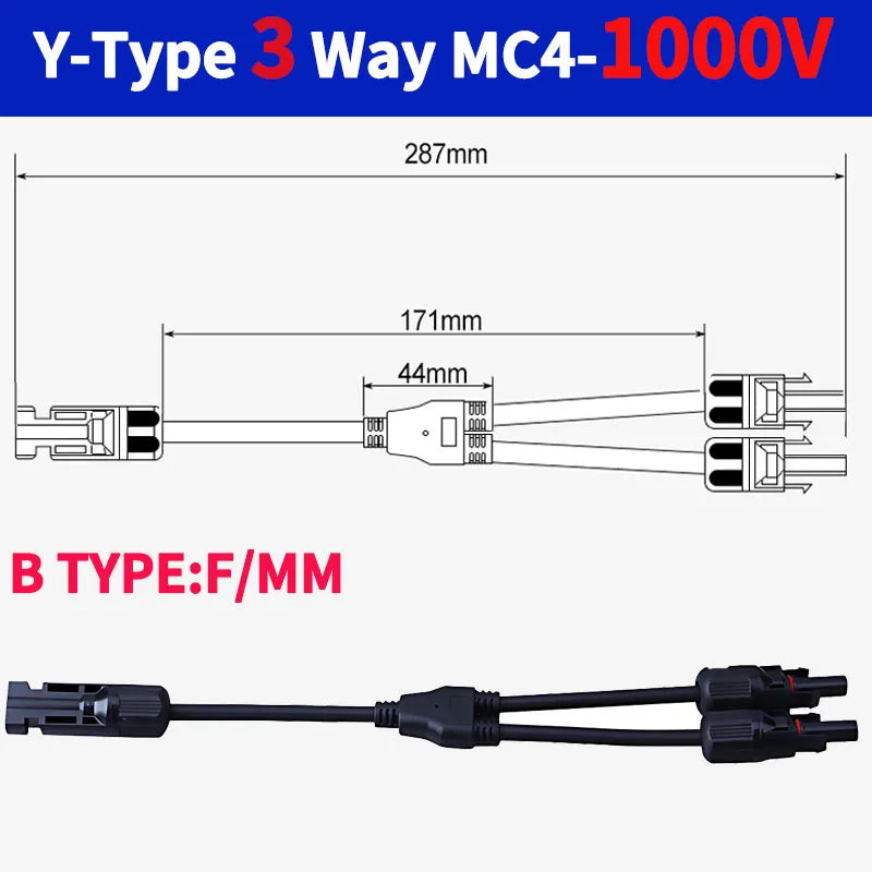 1/5/20/100 Sets DC PV Y Branch Photovoltaic Solar Connector 1000V 30A Male Female 3-Way 4-Way 5-Way Plug 1 To 2/3/4 Adapter