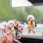 Creative Puppy Man Acrylic Creative Puppy Backpack Car Pendant Realistic Auto Rearview Mirror Ornament Car Interior Decoration