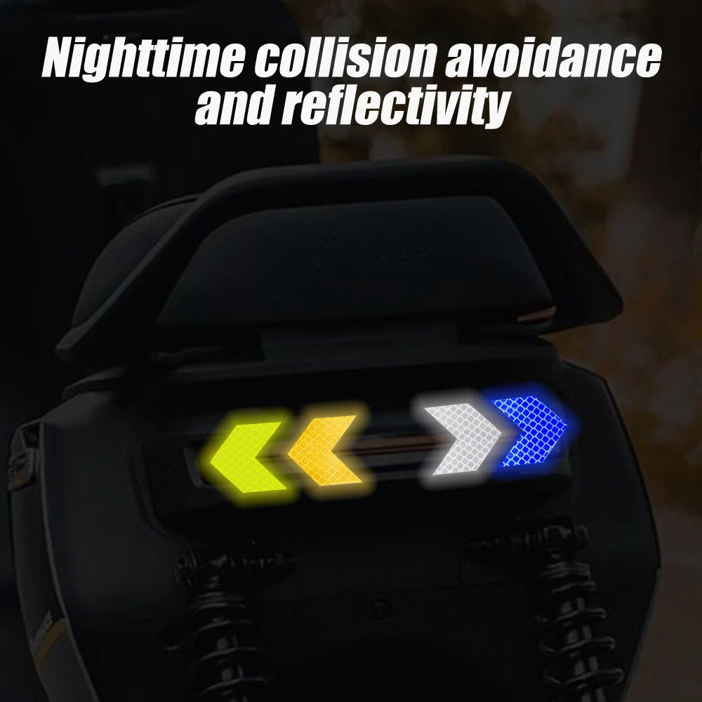 10 Pcs/Set Car Sticker Reflective Arrow Sign Tape Warning Safety Sticker for Car Bumper Trunk Reflector Hazard Tape Car Styling