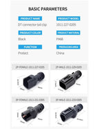 10/50 Sets 2-12P Male Female DT Connector Tail Clip Set with Corrugated Pipe Fixed Harness Clip,Protective Sheath 1011-235-0405