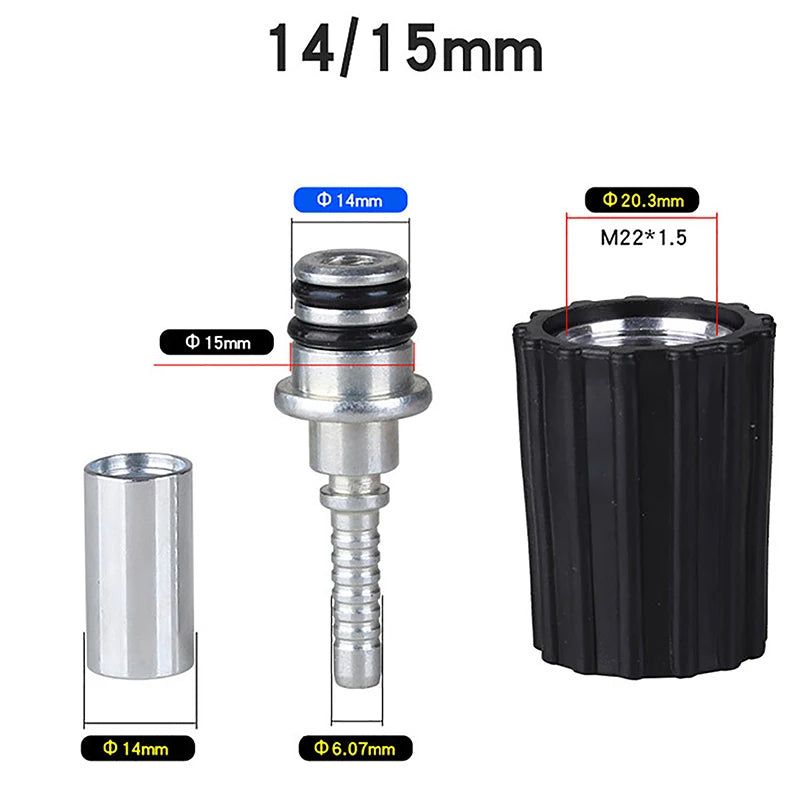 High Pressure Washer Hose Insert Fittings D14 D15mm Ring Nut M22 Car Washer Water Cleaning Hose Pipe Fitting Twist Connector