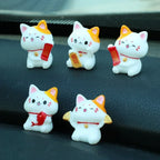 5/7pcs Mini Lucky Cat Car Ornaments Cute Simple Fortune Cat Figurines Realistic Lovely Micro Landscape Ornament Garden Landscape