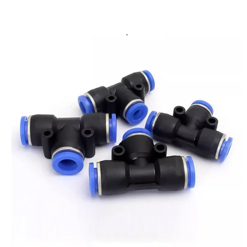 50/200 PCS PE Pneumatic Fittings 4/6/8/10/12/14/16mm Quick Connect Slip Lock Tee, 3-Way Plastic Air Water Hose Tube Connector