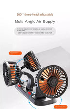 5/12v Automotive Fan Car Fan 24v 360° Adjustable 3/2/1 Head Air Low Noise Multifunctional Temporary Parking Card Auto Vehicles