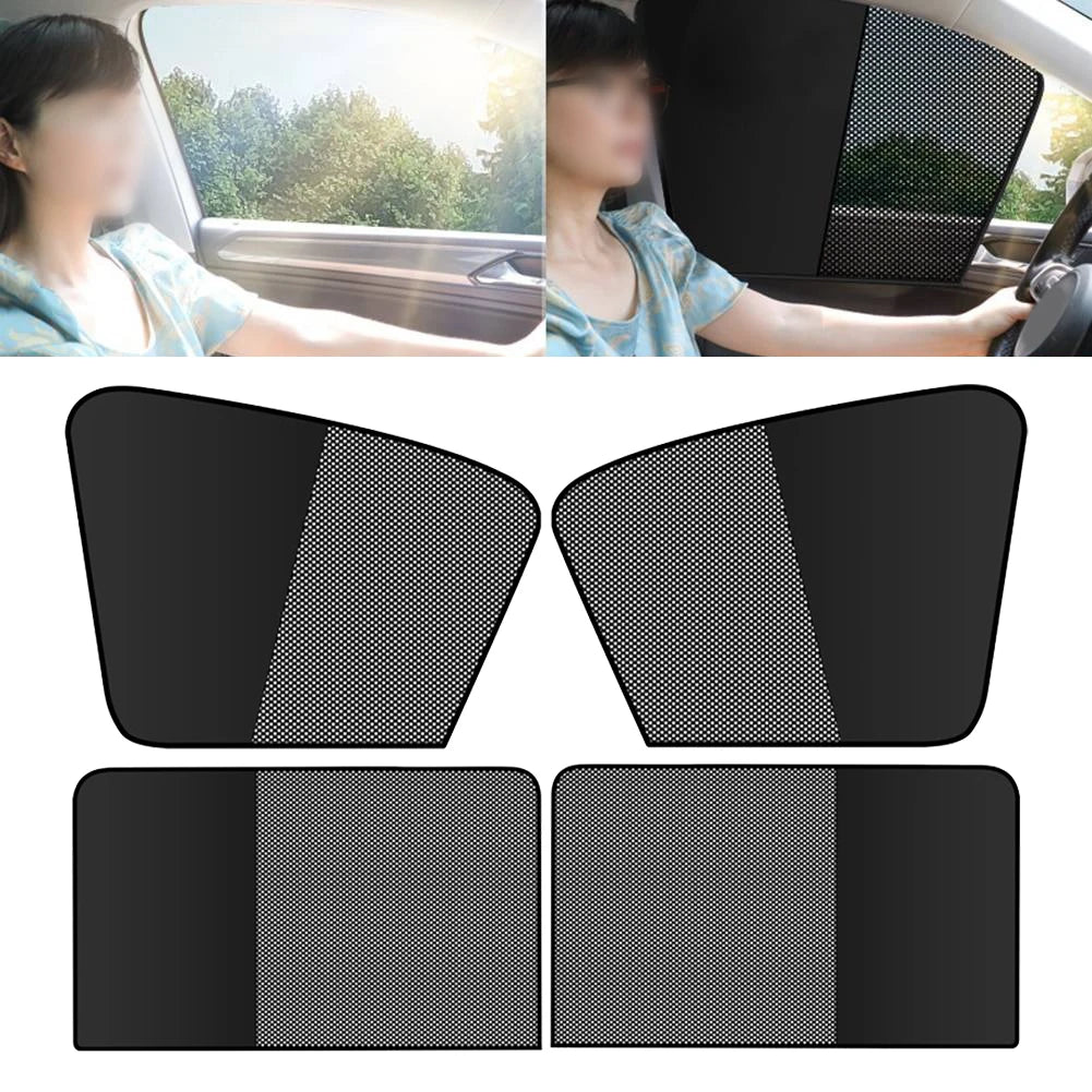 1pc Magnetic Car Side Window Sun Shade Cover Block Visor Mesh Shield UV Block Sun Shade Protection Black Auto Accessories