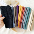 Winter Half Finger Gloves Knitted Fingerless Mittens Warm Cuff With Thumb Hole Stretchy Short Hand Warmer For Men Women Amagi