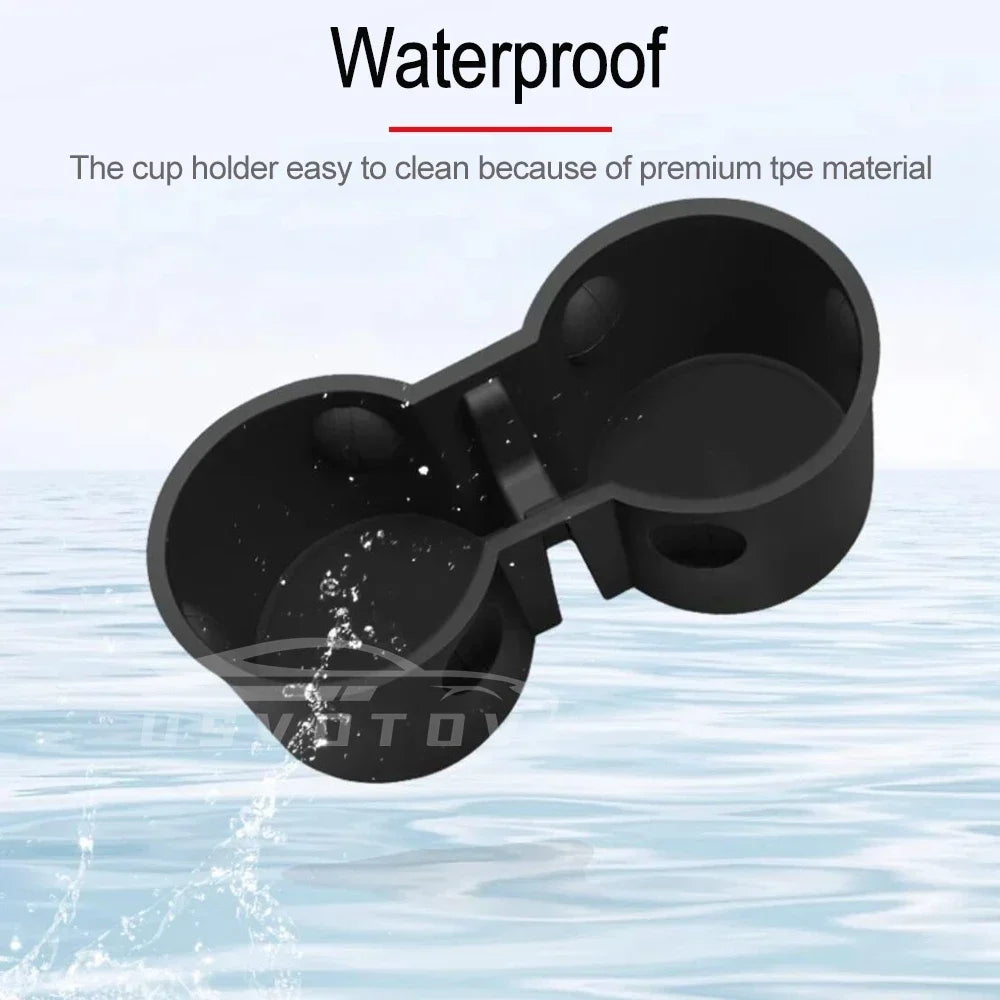 For Tesla Model 3/Y Center Console Water Cup Holder Limiter Premium TPE Sleeve Pad with Storage Function Upgrade Your Car Amagi