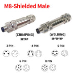 M8 Waterproof Aviation Connector Set, 3–8 Pin Male Female Plug & Socket for Proximity Sensor, Straight Right Angle/Flange Mount