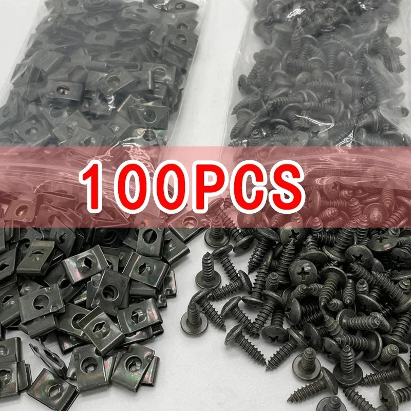 Metal U-Type Screw Fastener Clip Car Base Anti-rust Clamp Fastener Bumper Fender Trim Panel Fastener Board Protection Amagi