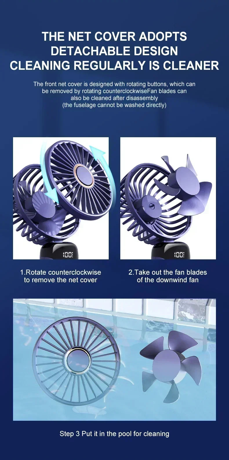 Car 3 in 1 Portable Fan Handheld Neck Desk Fan 5 Speed Digital Display Ultra Quiet Makeup Fan for Women Desktop Clip Office Amag