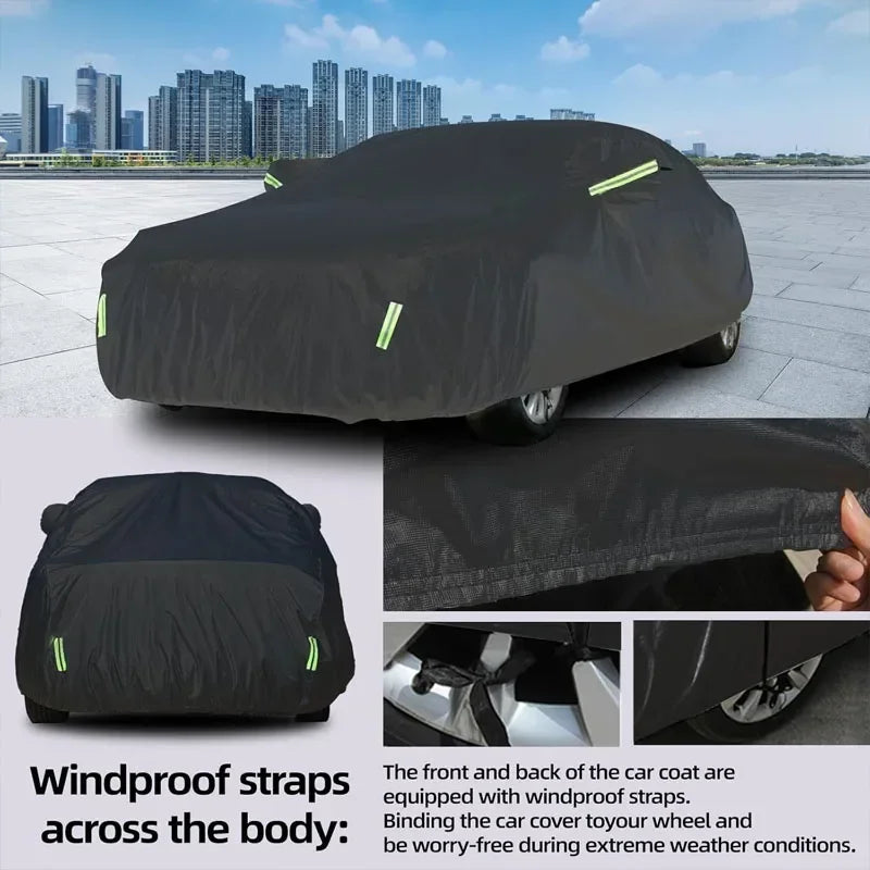 Universal For Audi A3 A4 A5 A6 A7 B7 B8 C5 Q2 Q3 Q5 7 Body Full Covers Black/Silver Outdoor Sun Snow Rain Protection Cover Amagi