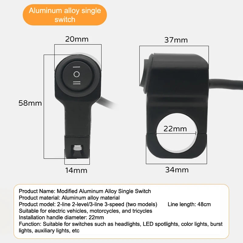 Motorcycle Headlight Switch Spotlight Fog Light Button Retro Moto Pit Dirt Bike Motorbike Accessories ATV Three Speed Adjustment