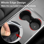 For Tesla Model 3/Y Center Console Water Cup Holder Limiter Premium TPE Sleeve Pad with Storage Function Upgrade Your Car Amagi