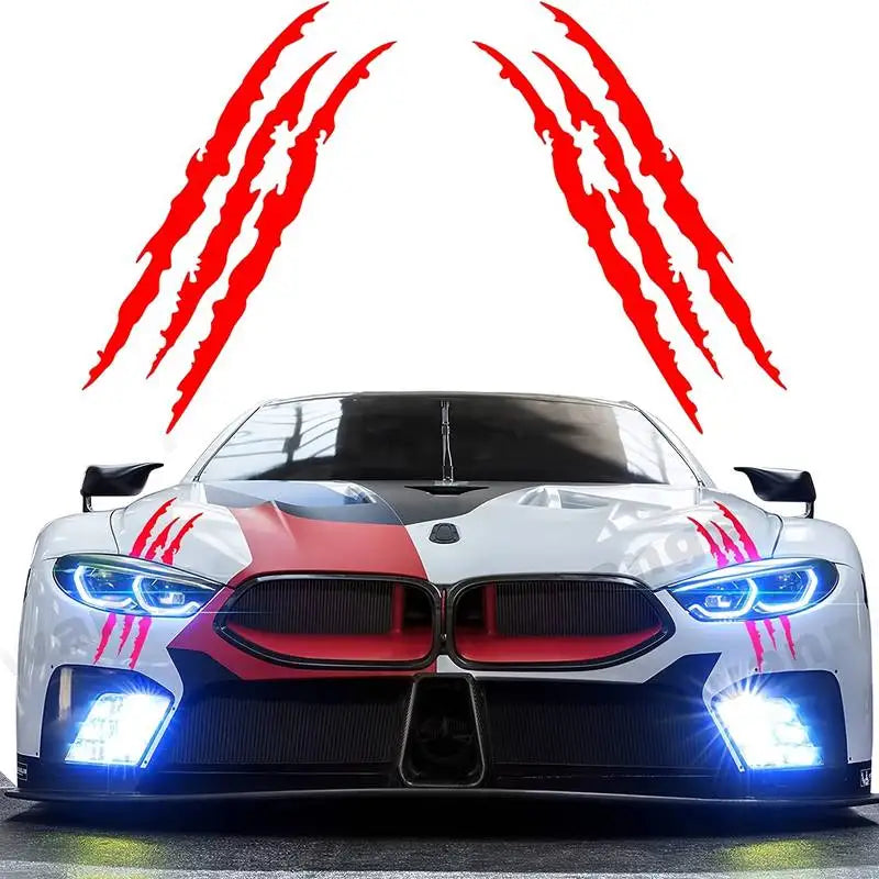 New 1pcs Claw Marks Headlight Decal Car Sticker Monster Claw Marks Car Headlight Stripes Scratch Vinyl Decal Universal For Most