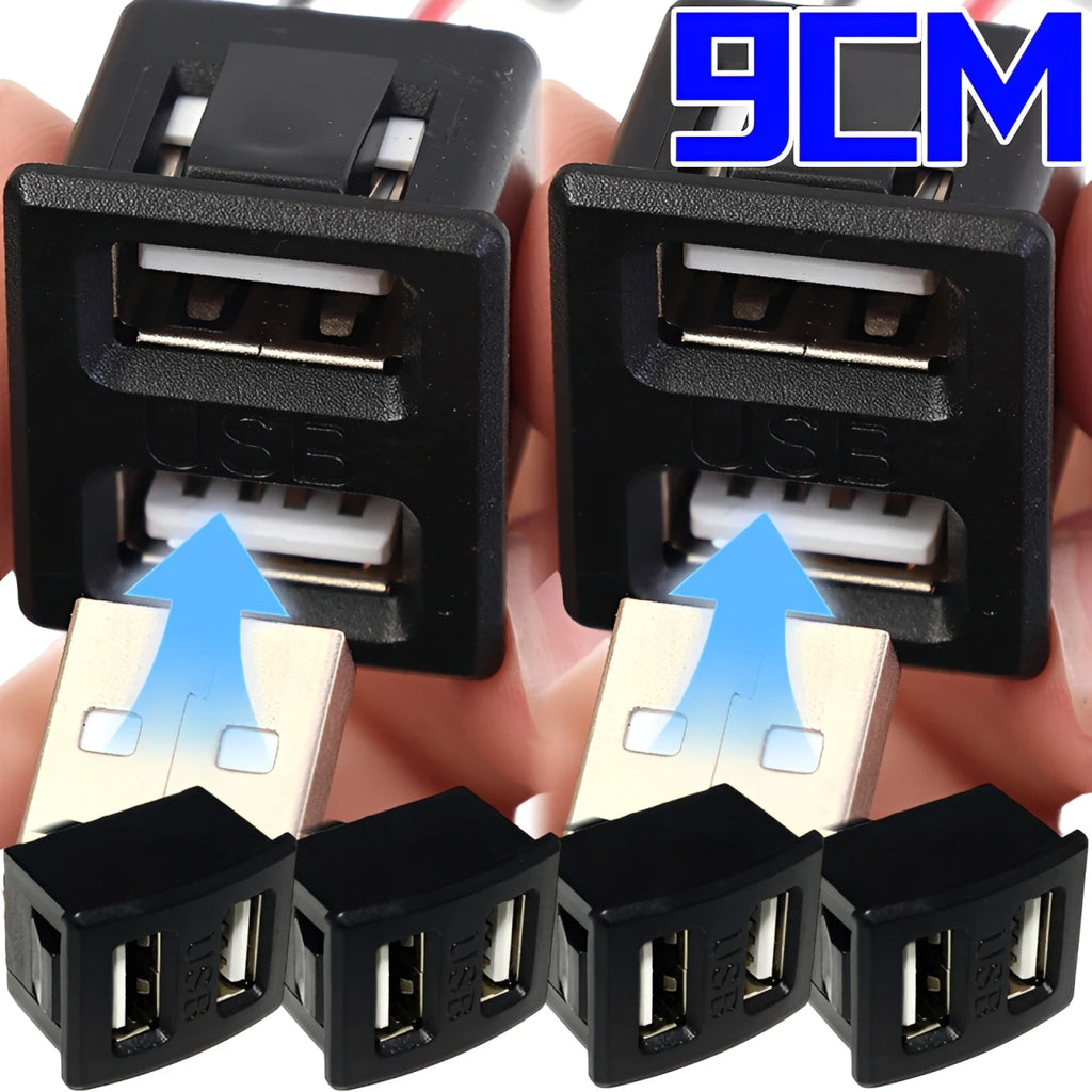 Dual USB-C Flush Mount Car Charger Socket – 5V 2A Snap-In Panel Connector