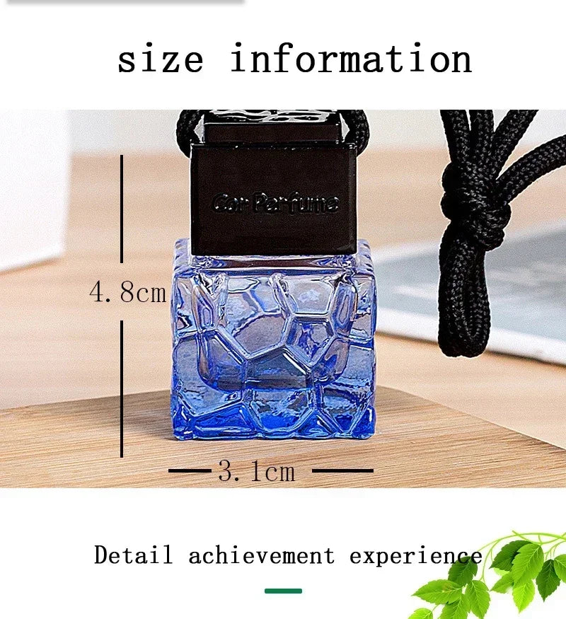 Car Air Freshener Empty Bottle Essential Oil Perfume Bottle with Black Caps Car Air Freshener Hanging Glass Bottles Amagi