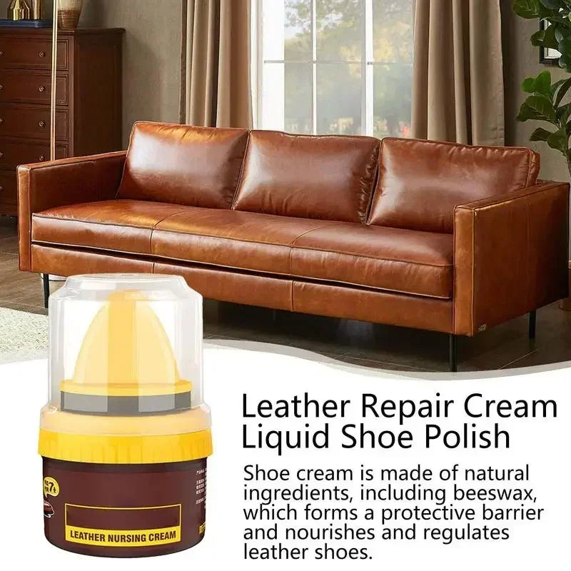 Car Leather Cleaning Cream Interior Seat Maintenance Care Oil with Sponge Brush Sofa Bags Shoes Back to Gloss Polisher Cleaner