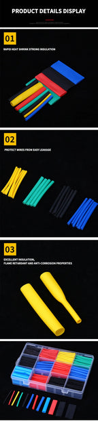 530/560/580/800PCS Heat Shrink Tubing kit 2:1 Shrinkable Wire Shrinking Wrap Tubing Wire Connect Cover Protection