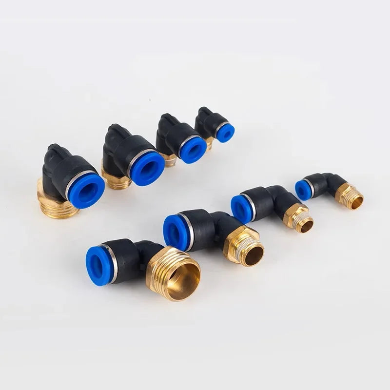 PL Push to Connect Tube Fitting Male Elbow PL4/6/8/10/12mm Tube OD x M5/01/02/03/04 Thread Pneumatic Air Push Fit Lock Fitting