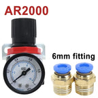 AR2000 Pneumatic Air Compressor Pressure Regulator Reduction Valve with 1/4'' Thread BSP and 4MM,6MM,8MM,10MM,2MM Fittings