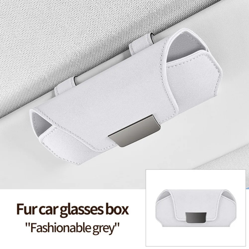 1PC Car Eyewear Organizer Car Glasses Case Suede Material Sun Visor Holder Car Sunglasses Holder Case Glasses Box