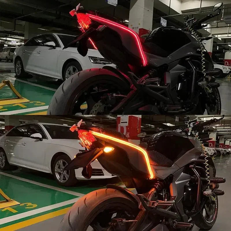 2pcs Motorcycle Turn Signal Lamp LED Daytime Running Lights Tail Light DRL Waterproof Decoration Strip Motor Brake Flowing amagi