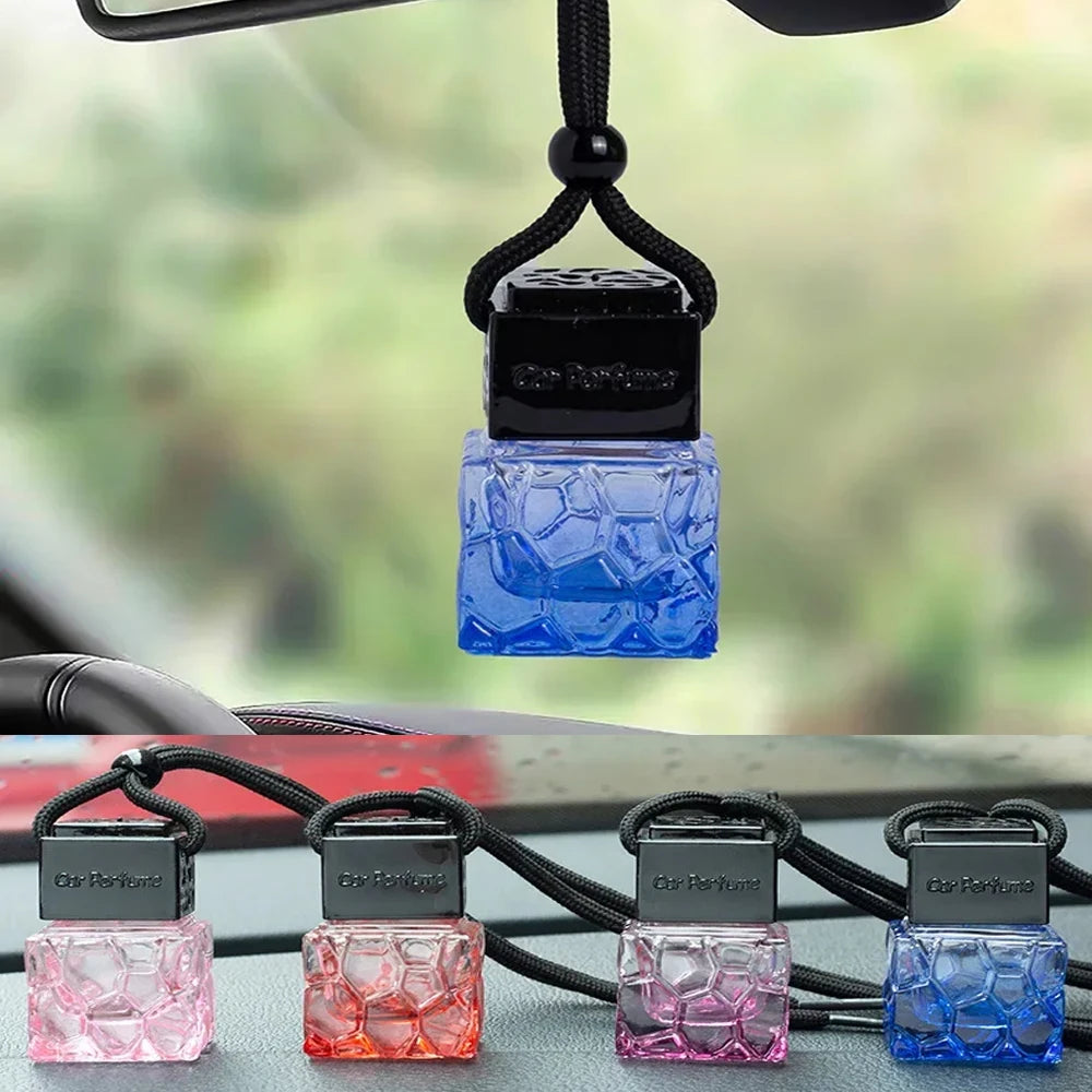 Car Perfume Bottle Perfume Pendant Car-styling Air Freshener Hanging Glass Bottle Auto Ornament Diffuser For Essential Oils Tool