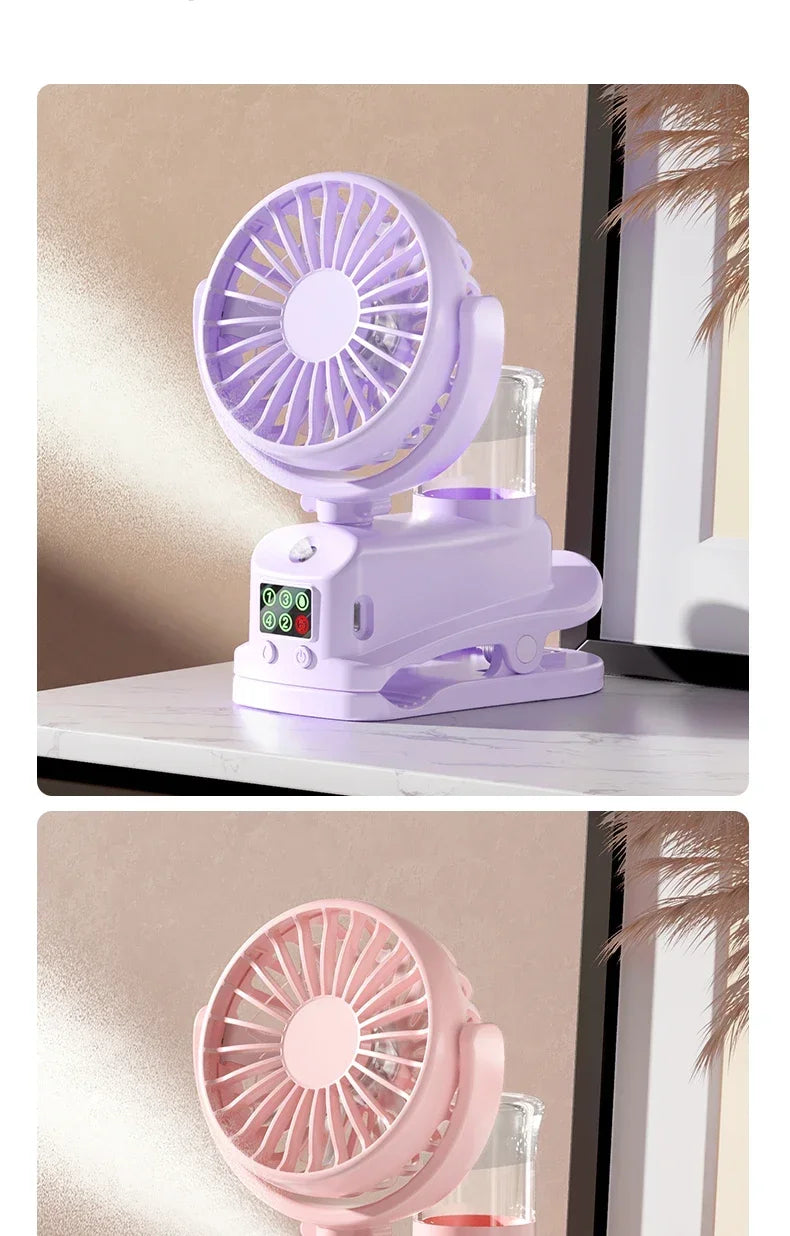 Motorcycle  Clip-on Fan with Spray Mist Handheld Fan Hydration, Multifunctional Neck Hanging Spray Fan Students' Dormitory Amagi