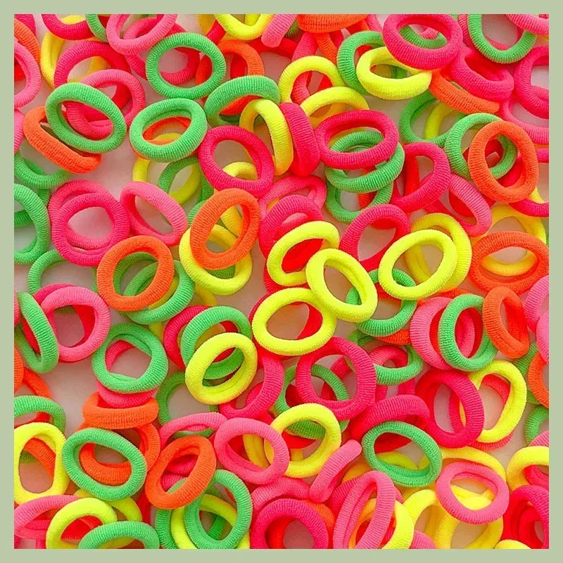 100/300PCS Colorful Basic Nylon Ealstic Hair Ties for Girls Children Ponytail Hold Scrunchie Rubber Band Kids Basic Hair Amagi